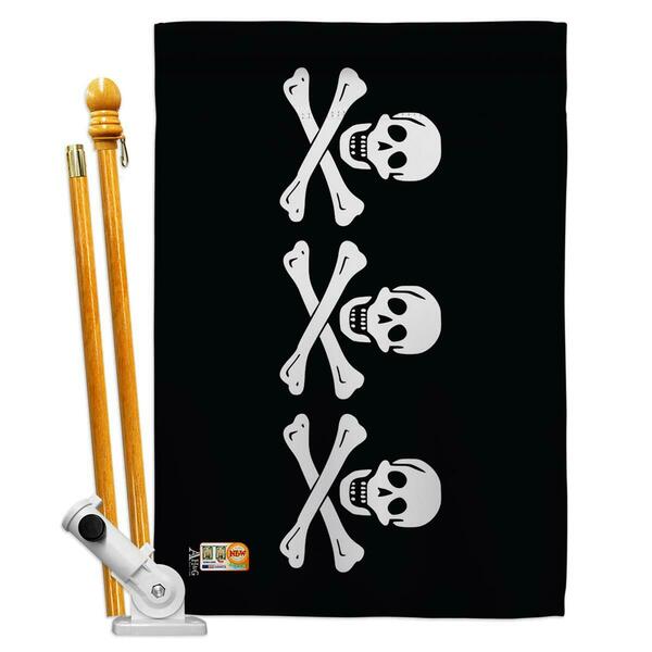 Cosa 28 x 40 in. Chris Condents Coastal Pirate Impressions Decorative Vertical House Flag Set CO4132804
